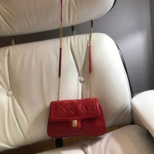 Judith Lieber red lambskin leather quilted purse